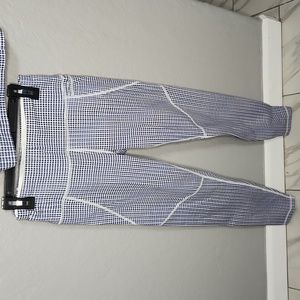 SWEATY BETTY | Periwinkle + White Check Leggings | X-Small